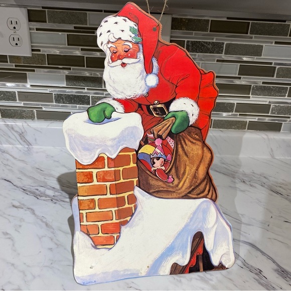 Vintage Die cut Santa Claus Holiday Christmas Decoration large double sided - Picture 5 of 5
